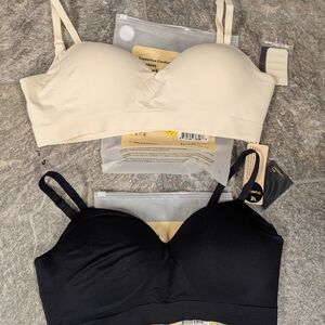 Truekind Supportive Comfort Wireless Black and Cream Shapermint Bras